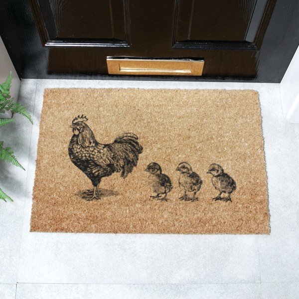 Iš kokoso pluošto grindų kilimėlis 40x60 cm Chickens and Chicks – Artsy Doormats-image-2