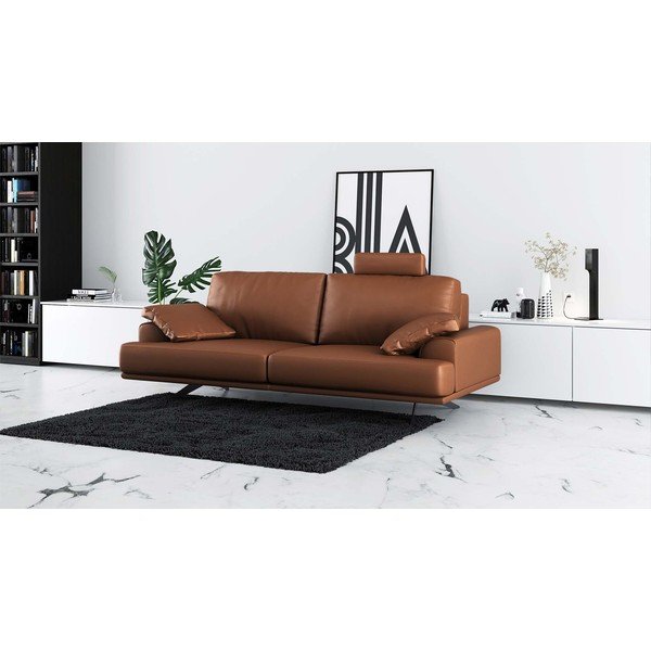 Sofa konjako rudos spalvos iš odos 220 cm Prado – MESONICA-image-1