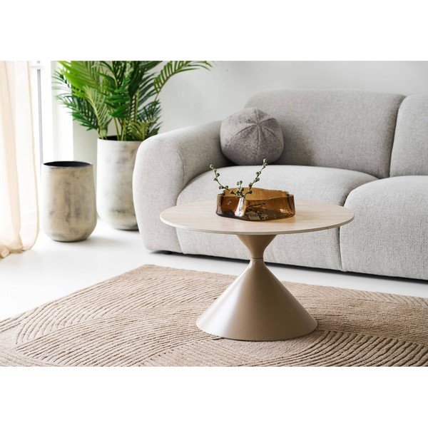 Smėlio spalvos iš keraminės plokštės apvalios formos kavos staliukas ø 70 cm Annecy – House Nordic-image-1