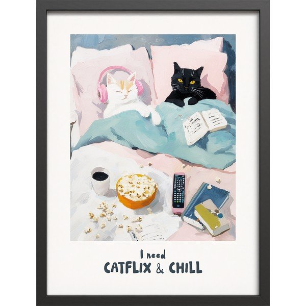Spausdintas paveikslas su rėmeliu 30x40 cm Catflix – Styler