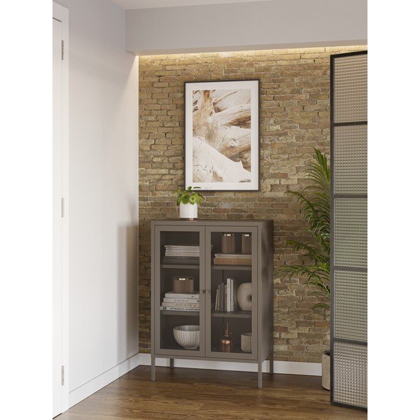 Pilkos spalvos iš metalo spintelė 70x100x40 cm Fayna – Marckeric-image-1