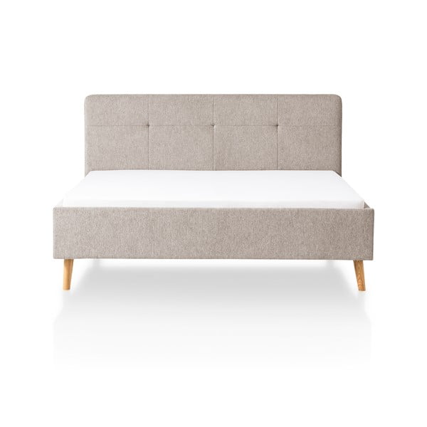 Pilkos spalvos/rudos spalvos dvigulė lova audiniu dengta be grotelių 180x200 cm Smart – Meise Möbel-image-2