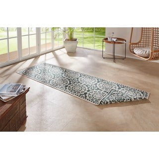 Žalios ir kreminės spalvos dvipusis lauko kilimas NORTHRUGS Jardin, 80 x 250 cm