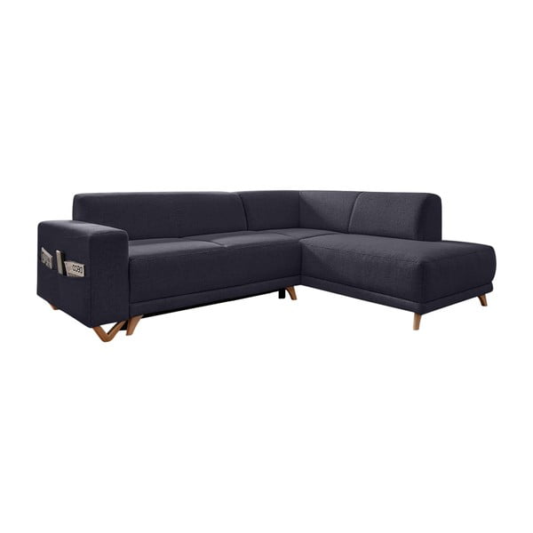 Antracito spalvos sulankstoma/su sandėliavimo vieta kampinė sofa (su dešiniuoju kampu/„L“ formos) Classy Sophie – Miuform
