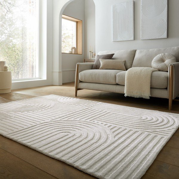 Rankų darbo dramblio kaulo spalvos iš vilnos kilimas 200x290 cm Zen Garden – Flair Rugs-image-1