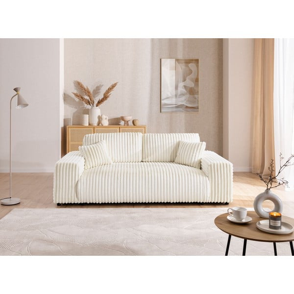Kreminės spalvos iš kordinio velveto sofa 213 cm Justin – Ropez-image-1