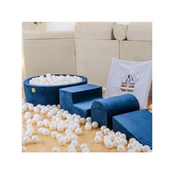 Kreminės spalvos iš aksomo putų žaidimų aikštelė 4 vnt. aukštis 30 cm 225x90 cm Montessori – Meowbaby-image-1