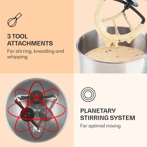 Pastelinės mėlynos spalvos virtuvės kombainas Klarstein Bella Elegance-image-3