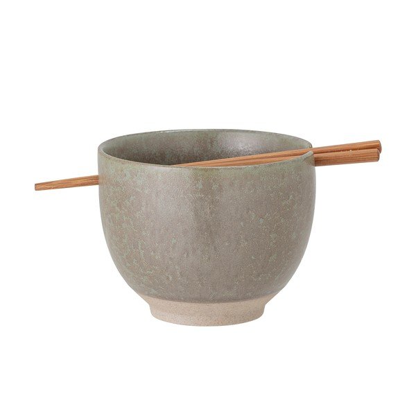 Pilkas keraminis dubuo su valgymo lazdelėmis Bloomingville Masami, ø 13 cm-image-3
