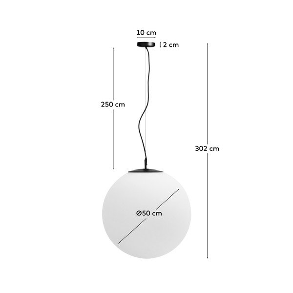 Baltos spalvos/juodos spalvos iš metalo kabantis šviestuvas ø 50 cm su stiklo gaubtu Brisia – Kave Home-image-3