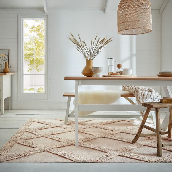 Iš medvilnės kilimas smėlio spalvos 120x170 cm Tessa Diamond – Flair Rugs-image-1