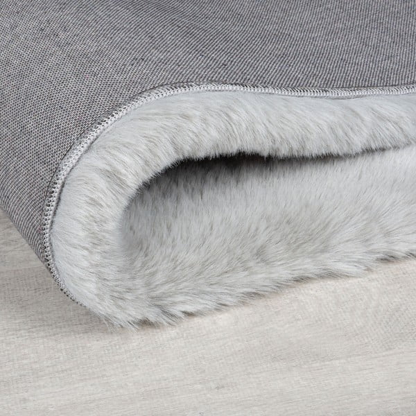 Sintetinė oda ir kailis šviesiai pilkos spalvos 200x290 cm Ivy Luxury Fur – Flair Rugs-image-3