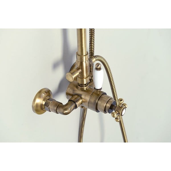 Iš žalvario dušo komplektas bronzinės spalvos su termostatiniu maišytuvu su dušo galvute/su rankiniu dušu 142 cm Antea – Sapho-image-1
