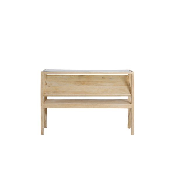 Šviesios natūralios spalvos konsolinis staliukas su stikliniu stalviršiu 41x119 cm Yuki – Light & Living-image-2