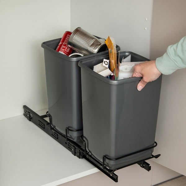 2 pilkų šiukšliadėžių rinkinys Addis, 10 l-image-1