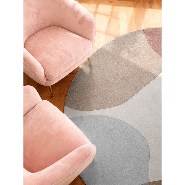 Rankų darbo smėlio spalvos iš vilnos apvalios formos kilimas ø 160 cm Hackney Clarissa – Ted Baker-image-4