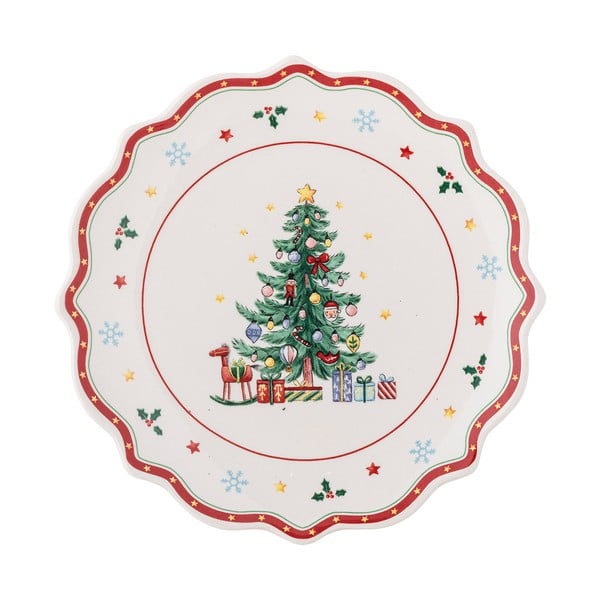 Raudonos spalvos/kreminės spalvos skirta serviravimui iš keramikos lėkštė su Kalėdų motyvu ø 17 cm Naive – Bloomingville