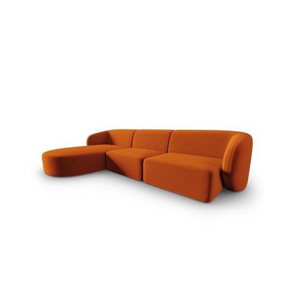 Terakotos spalvos iš velveto kampinė sofa (su kairiuoju kampu/su gultu) Paolo – Milo Casa-image-1