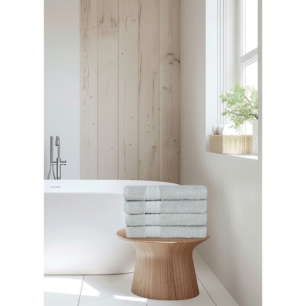 Iš frote audinio iš medvilnės rankšluosčiai šviesiai pilkos spalvos 4 vnt. 50x100 cm – Good Morning-image-3