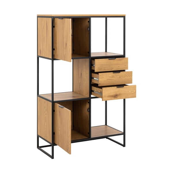 Juoda ąžuolinė knygų spinta 85x141 cm Swindon - Actona-image-3