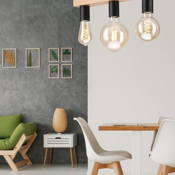 Juodas/natūralus lubinis šviestuvas - LAMKUR-image-1