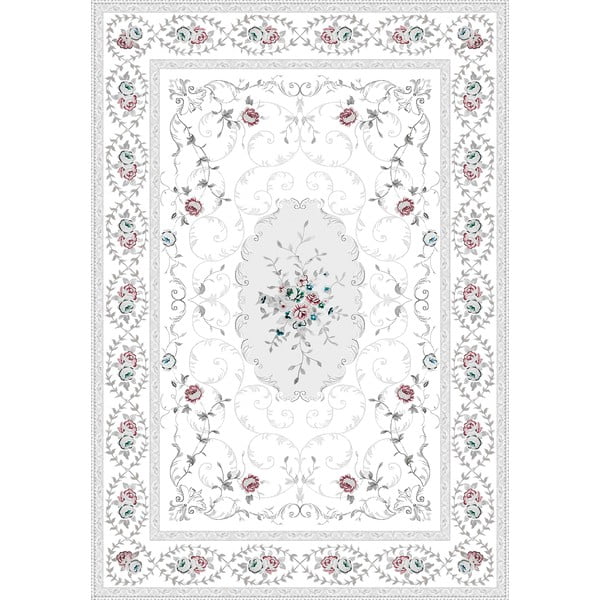 Baltai pilkas kilimas Vitaus Flora, 160 x 230 cm