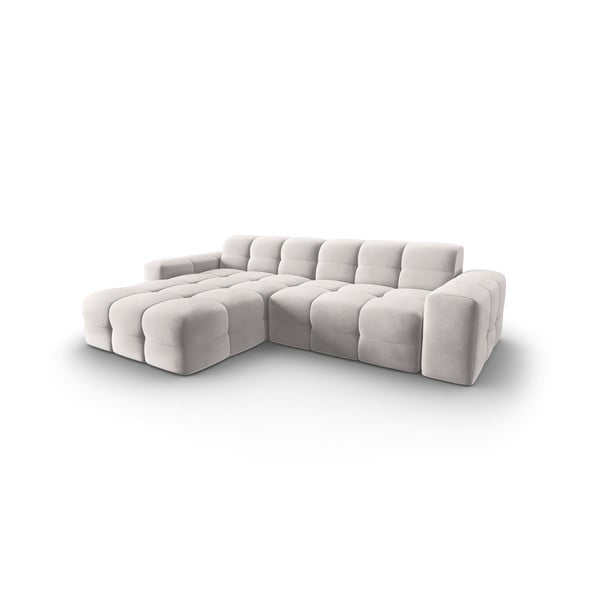 Šviesiai pilka aksominė kampinė sofa (kairysis kampas) Kendal - Micadoni Home-image-3