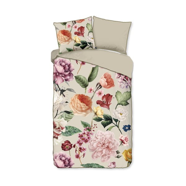 Smėlio spalvos iš satino medvilnės viengulė/itin ilga patalynė 140x220 cm Fiori – Descanso