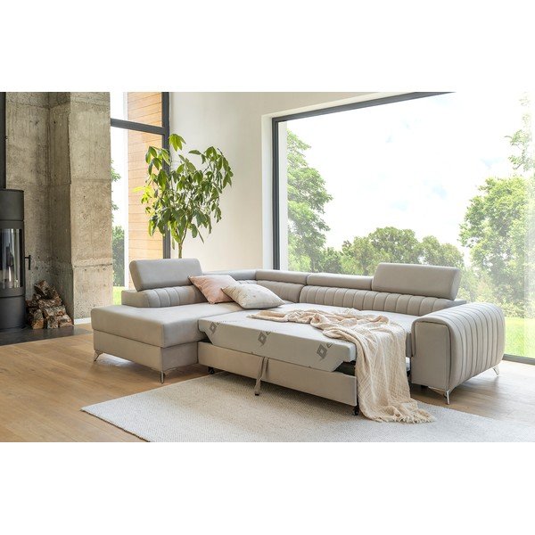 Tamsiai pilkos spalvos iš velveto sulankstoma/su sandėliavimo vieta kampinė sofa (su kairiuoju kampu/„L“ formos) Laurence – ELTAP-image-3