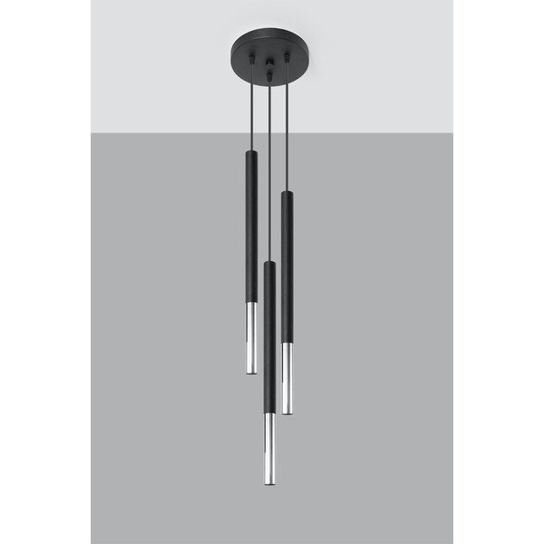 Juodos spalvos/sidabrinės spalvos iš metalo kabantis šviestuvas ø 20 cm Asarot – Sollux-image-3