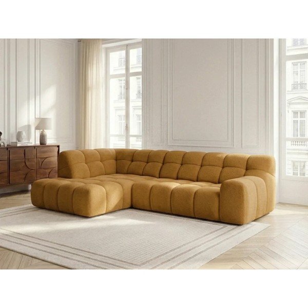 Geltonos spalvos sulankstoma/ar elektrisko sēdekļa regulēšanu kampinė sofa (su kairiuoju kampu/„L“ formos) Andre – Bobochic Paris-image-4