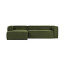 Žalios spalvos kampinė sofa iš kordinio velveto (su kairiuoju kampu/su gultu) Blok – Kave Home