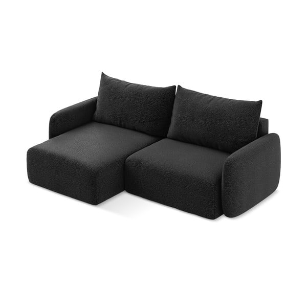 Juodos spalvos sulankstoma/su sandėliavimo vieta kampinė sofa (su kairiuoju kampu) Kalena – Makamii-image-4