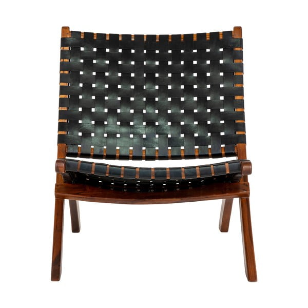 Juodas odinis krėslas su pynimu Perugia - House Nordic-image-2