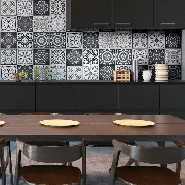 12 sieninių lipdukų rinkinys Ambiance Wall Decals Tiles Gray Cement Rimini, 15 x 15 cm
