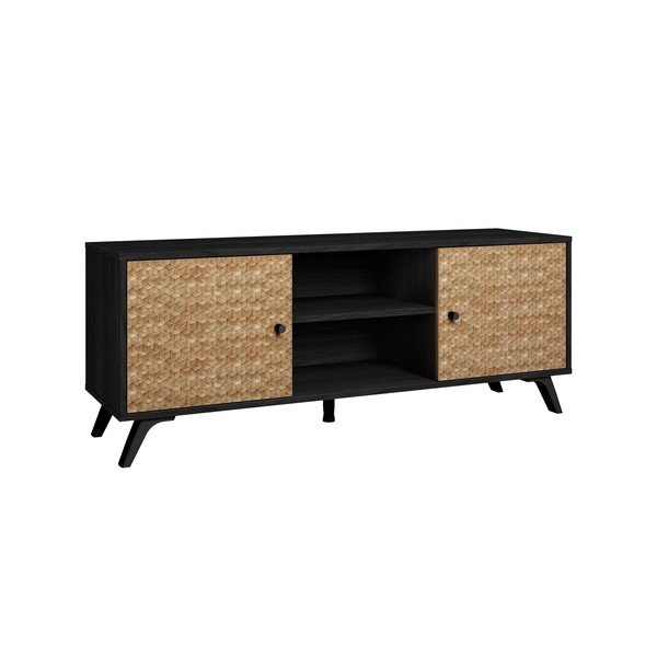 Juodas TV staliukas iš egzotinės medienos 136x53 cm Hanoi - Marckeric-image-3