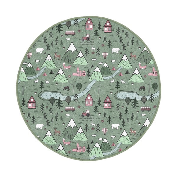 Vaikiškas kilimas žalios spalvos ø 80 cm Comfort – Mila Home