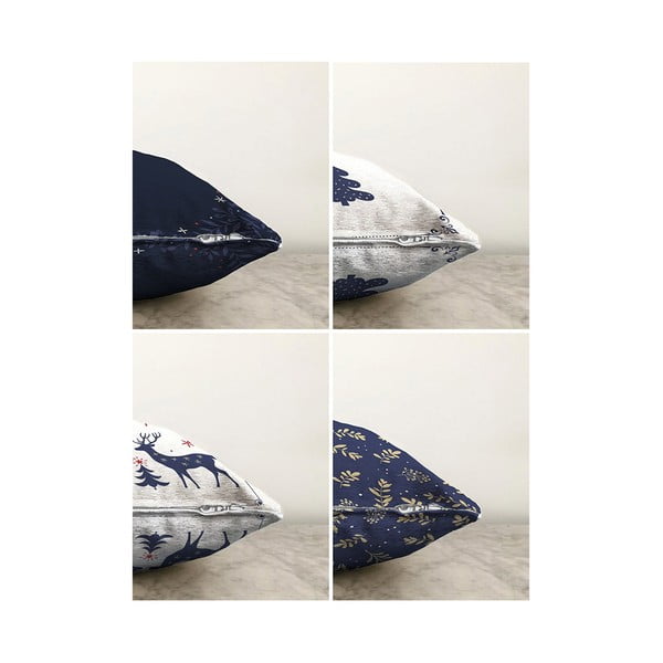 Dekoratyviniai pagalvių užvalkalai 4 vnt. su Kalėdų motyvu 43x43 cm Blue Christmas – Mila Home-image-2
