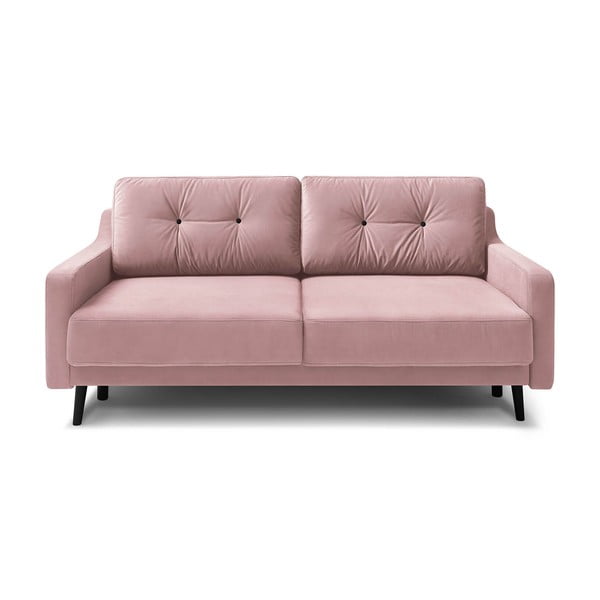 Šviesiai rožinė aksomo sofa lova Bobochic Paris Torp
