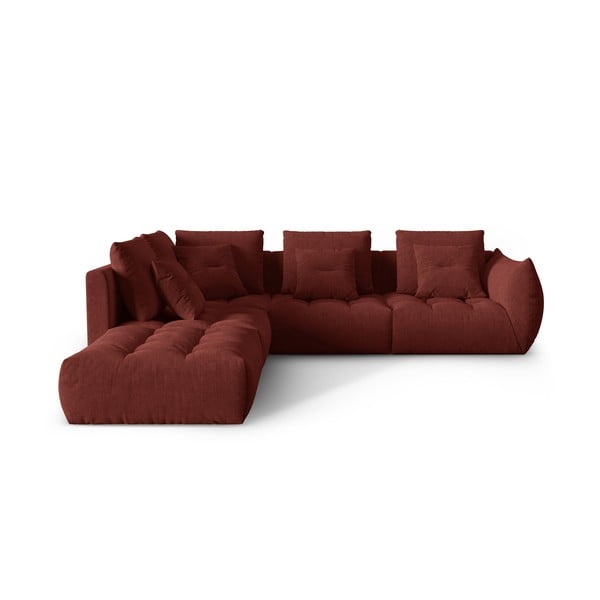 Kampinė sofa raudonos spalvos (su kairiuoju kampu/„L“ formos) Bloom – Micadoni Home