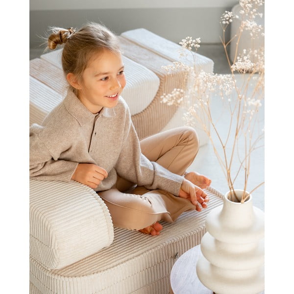 Kreminės spalvos iš kordinio velveto vaikiškas krėslas Flip – Wigiwama-image-4