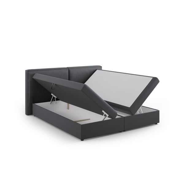 Spyruoklinė lova tamsiai pilkos spalvos su sandėliavimo vieta 160x200 cm Arendal – Cosmopolitan Design-image-3