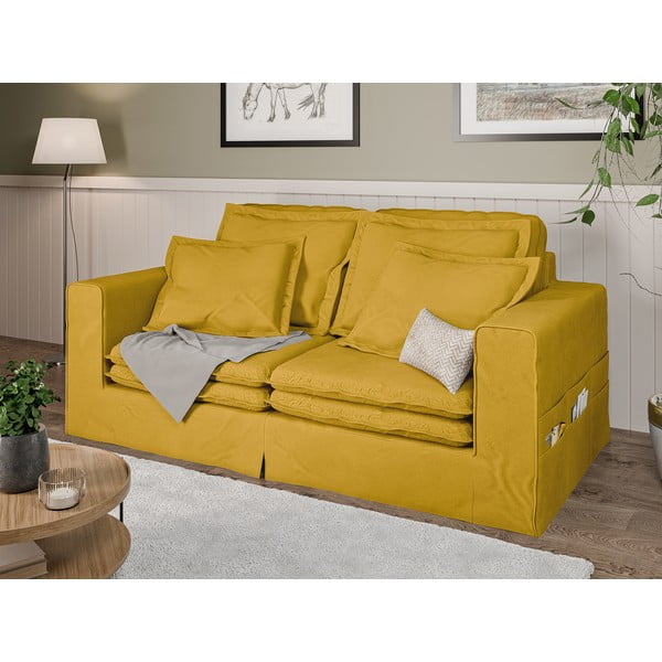 Geltonos spalvos sofa 196 cm Nora – Ropez-image-3