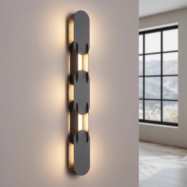 Juodos spalvos iš metalo sieninė lempa LED CHAIN – Thoro-image-1