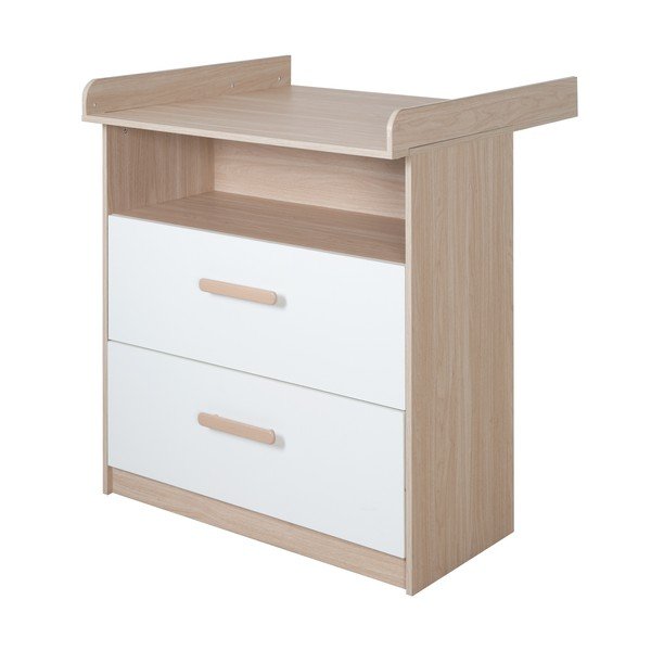 Su vystymo stalu vaikiška šoninė spintelė baltos spalvos/natūralios spalvos iš ąžuolo 88x98x75 cm Cabane – Roba-image-4