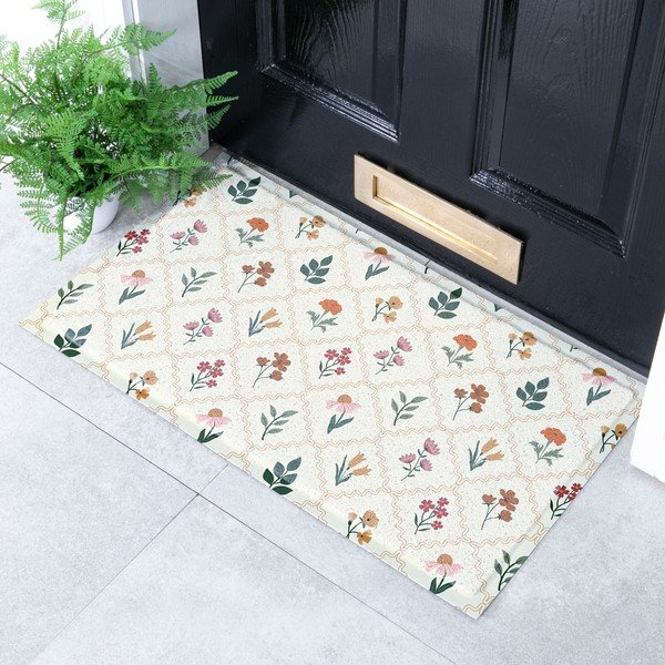 Iš PVC grindų kilimėlis 40x70 cm Vintage Floral Stamp – Artsy Doormats-image-1