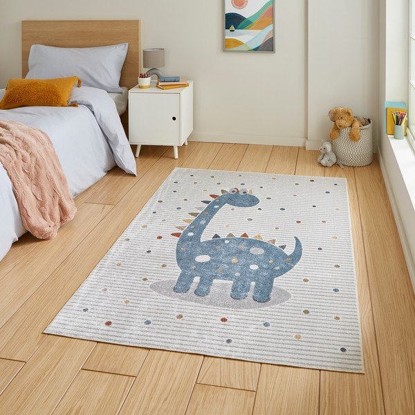 Vaikiškas kilimas mėlynos spalvos/šviesiai pilkos spalvos 120x170 cm Vida Kids Dinosaur – Think Rugs-image-1