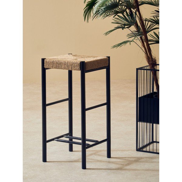 Juodos spalvos/natūralios spalvos iš buko masyvo baro taburetė (sėdynės aukštis 72 cm) Bandar – Premier Housewares-image-1