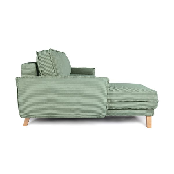 Iš kordinio velveto sulankstoma kampinė sofa šviesiai žalios spalvos (kintama) Tori – Bonami Selection-image-3