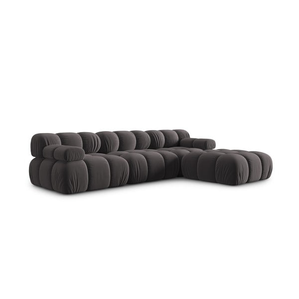Kampinė sofa tamsiai pilkos spalvos iš velveto Bellis – Micadoni Home-image-3